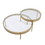 Benjara BM211120 Contemporary Metal and Glass Round Nesting Table in Set of 2 in Gold and Clear