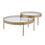 Benjara BM211120 Contemporary Metal and Glass Round Nesting Table in Set of 2 in Gold and Clear