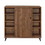 Benjara BM211129 Wooden Shoe Cabinet with 2 Sliding Doors and Splayed Legs in Oak Brown