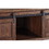 Benjara BM213232 Rectangular Wooden Cocktail Table with 2 Barn Sliding Door Cabinets in Brown