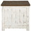 Benjara BM213349 Two Tone Wooden End Table with Metal Grill Cabinet in Brown and White