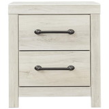 Benjara BM213351 Transitional Wooden Two Drawer Setup Nightstand with Bar Handles in White