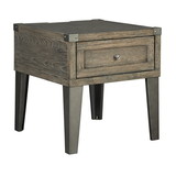 Benjara BM213364 Rectangular Wooden End Table with 1 Drawer and Corner Metal Brackets, Brown