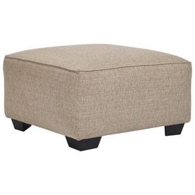 Benjara BM213370 Square Textured Fabric Upholstered Oversized Accent Ottoman in Beige
