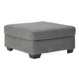 Benjara BM213384 Square Textured Fabric Upholstered Oversized Accent Ottoman, Gray