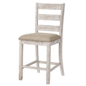 Benjara BM213402 Armless Wooden Barstool Set with Textured Finish in Brown and White