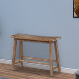 Benjara BM214019 Saddle Seat Wooden Bench with Canted Frame, Oak Brown