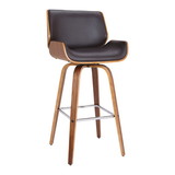Benjara BM214498 Bar Height Wooden Swivel Barstool with Leatherette Seat, Black and Brown