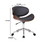Benjara BM214502 Wooden and Metal Office Chair with Curved Leatherette Seat, Black and Silver