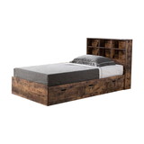 Benjara BM214682 Wooden Frame 3 Drawers Twin Size Chest Bed, Distressed Brown