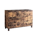Benjara BM214688 Wooden Frame Dresser with 6 Drawers and Straight Legs, Distressed Brown