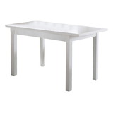 Benjara BM214728 Rectangular Wooden Frame Dining Table with Straight Legs, Glossy White