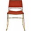 Benjara BM214775 Ribbed Back Dining Chair and Metal Sled Base, Set of 2, Red and Gold