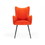 Benjara BM214799 Fabric Upholstered Dining Chair with Winged Back and Curved Arms, Orange
