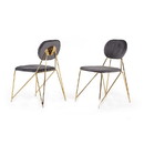 Benjara BM214808 Metal Dining Chair with Angular Legs, Set of 2, Gray and Gold