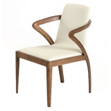 Benjara BM214824 Leatherette Dining Chair with Curved Legs and Armrest, Cream and Brown