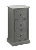 Benjara BM214989 3 Drawer Wooden Cabinet with Shutter Design and Marble Top, Gray and White