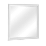 Benjara BM215170 Rectangular Molded Wooden Frame Dresser Top Mirror, White and Silver