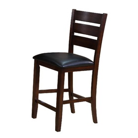 Benjara BM215201 Leatherette Wooden Counter Chair with Ladder Back, Set of 2, Brown