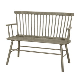 Benjara BM215323 Transitional Style Curved Design Spindle Back Bench with Splayed Legs, Gray