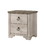 Benjara BM215476 2 Drawer Wooden Nightstand with Metal Handles, Antique White and Brown - BM215476