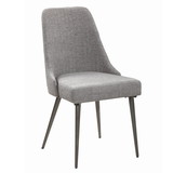 Benjara BM215998 Textured Fabric Upholstered Metal Frame Dining Chair, Set of 2, Gray