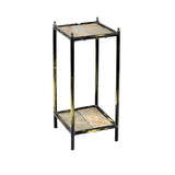 Benjara BM216732 2 Tier Square Stone Top Plant Stand with Metal Frame, Small, Black and Gray