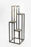 Benjara BM216737 4 Tier Cast Iron Frame Plant Stand with Stone Topping, Black and Gold