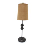 Benjara BM217233 Metal Spindle Design Table Lamp with Cone Shade and Round Base, Black