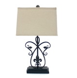 Benjara BM217237 Scroll Design Metal Table Lamp with Rectangular Tier Base, Black
