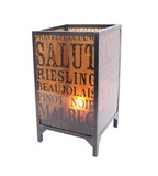 Benjara BM217295 Cuboidal Metal and Glass Candleholder with Typography, Black and Clear