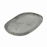 Benjara BM217835 8 Inch Metal Frame Oval Tray with Crimped Edges, Medium, Gray
