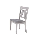 Benjara BM218004 Wooden Side Chair with Fabric Upholstered Seat, Set of 2, White and Gray