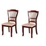 Benjara BM218039 Slatted Back Wooden Dining Chair with Nailhead Trim, Set of 2, Brown