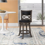 Benjara BM218143 Curved Lattice Back Counter Stool with Leatherette Seat, Gray and Black