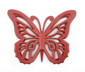 Benjara BM218333 Wooden Butterfly Wall Plaque with Cutout Detail, Red