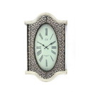 Benjara BM218339 Wall Clock with Scalloped Wooden Top and Bottom, White