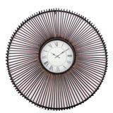 Benjara BM218347 Wall Clock with Metal Fan Guard Design Frame, Brown