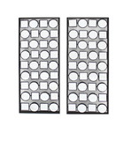 Benjara BM218348 Wall Plaque with Alternate Square and Round Mirrors, Set of 2, Gray