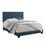 Benjara BM218438 Fabric Eastern King Bed with Geometric Pattern Nailhead Trims, Teal Blue