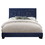 Benjara BM218459 Fabric Eastern King Bed with Geometric Pattern Nailhead Trims, Blue