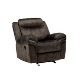 Benjara BM218580 Fabric Upholstered Metal Reclining Club Chair with Center Console, Gray