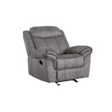 Benjara BM218582 Fabric Upholstered Metal Reclining Club Chair with Center Console, Gray