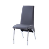 Benjara BM218605 Leatherette Dining Chair with Metal Legs, Set of 2, Gray and Chrome
