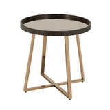 Benjara BM218614 Wood and Metal End Table with Glass Top, Gold and Brown