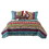 Benjara BM218792 Tribal Print Twin Quilt Set with Decorative Pillows, Multicolor
