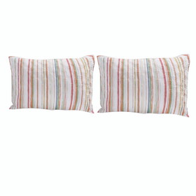 Benjara BM218796 20 x 36 Cotton King Pillow Sham, Striped Pattern, Set of 2, Multicolor