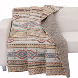 Benjara BM218902 50 X 60 Cotton and Microfiber Throw Quilt with Kilim Pattern, Multicolor