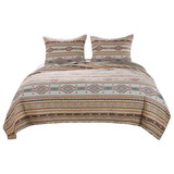 Benjara BM218909 King Size 3 Piece Polyester Quilt Set with Kilim Pattern, Multicolor