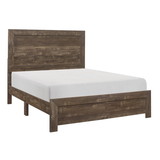 Benjara BM219066 Rustic Panel Design Wooden Queen Size Bed with Block Legs Support, Brown
